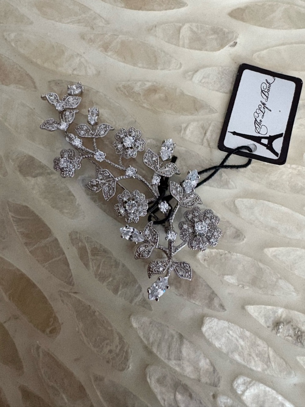 NWT Crystal Floral Silver Brooch - Elegant Women Jewelry
